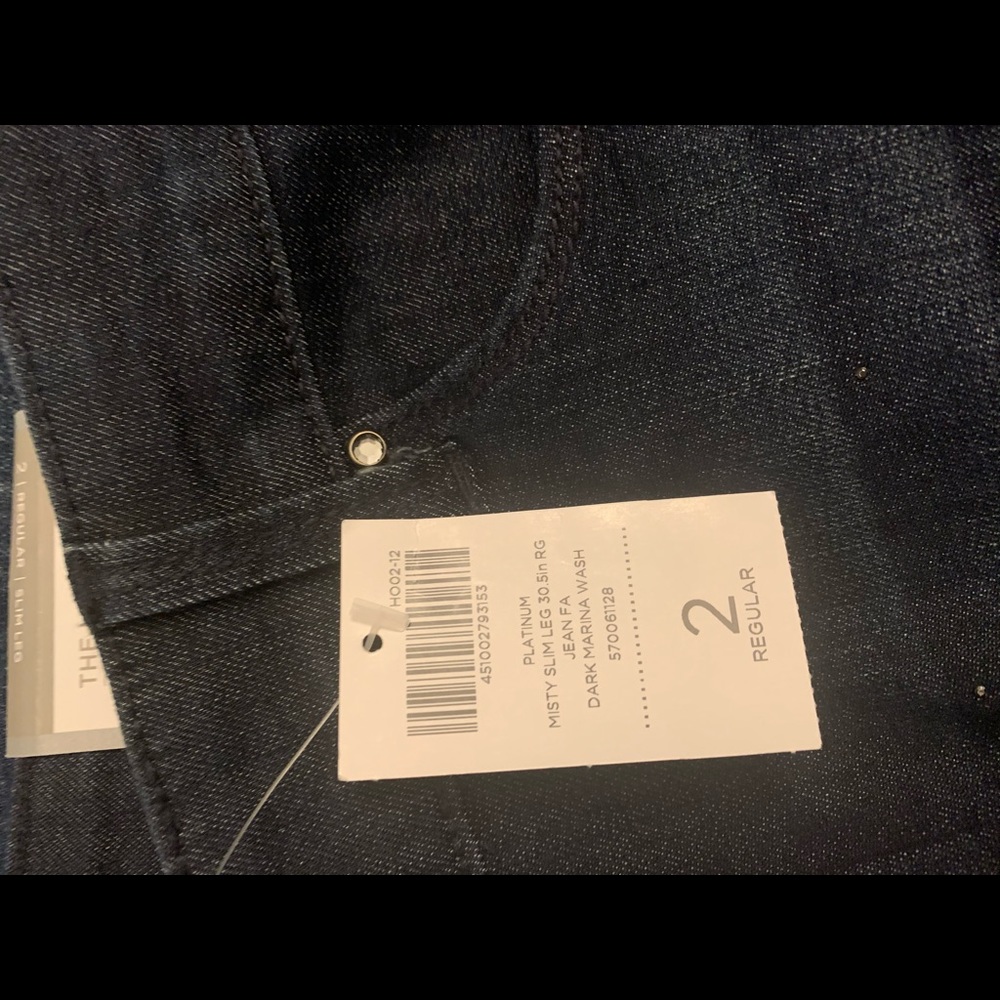 Chico’s Dark wash straight leg studded jeans